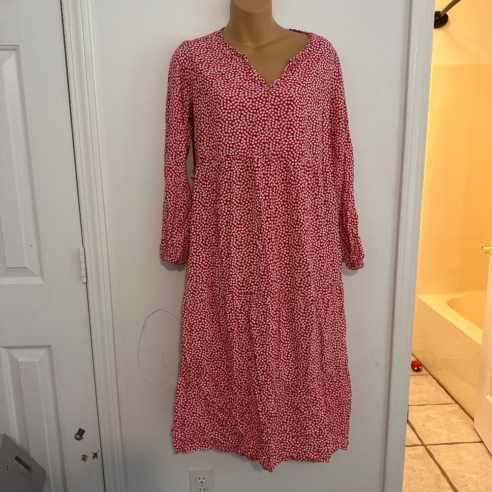 Isabel Maternity by Ingrid and Isabel Red and White‎ Patterned Long Sleeve Dress